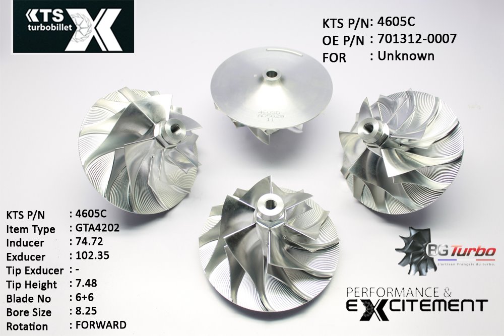 Turbo ROUE FORGÉE MFS PERFORMANCE - 6+6 PALES - INDUCER : 62,38 - EXDUCER : 93,89 - TYPE : GTA4594ANGLE : 60° - ROTATION : Forward - SUPER BACK : 9,41 - BORE SIZE : 8,25
